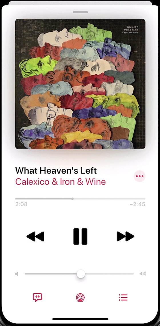 iPhone Music 'Now Playing' Screenshot
