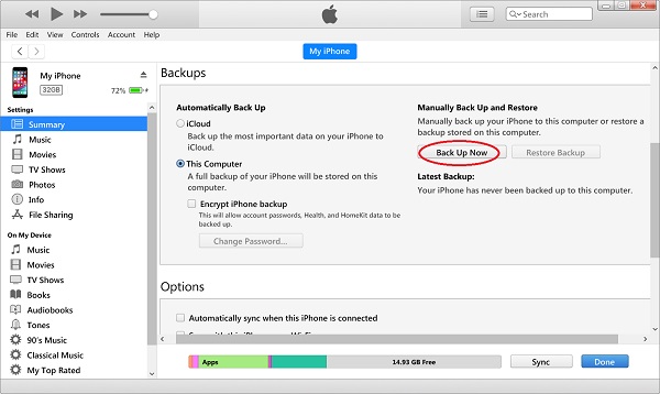 Back Up iPhone to Computer with iTunes