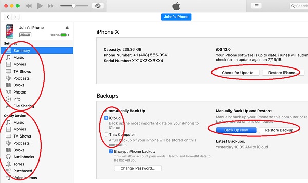 iTunes Functions to Manage iPhone