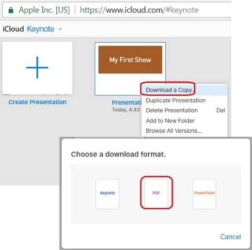 Download and Save Keynote Presentations in PDF Format