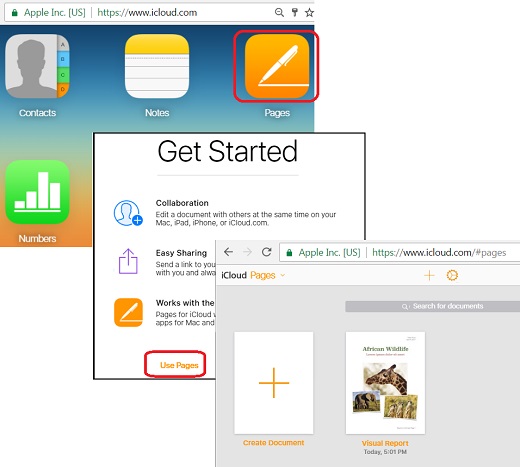 Use Pages on iCloud.com with Web Browser