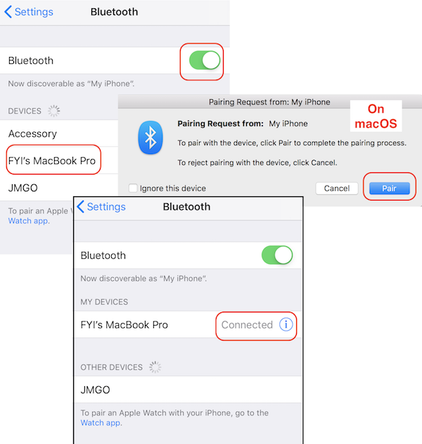 Create Bluetooth Connection from iPhone to macOS