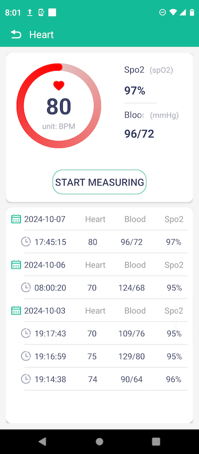 FitPro Heart Rates History