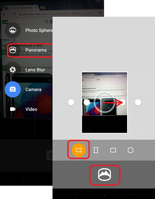 Take Panorama Picture with LG Phone
