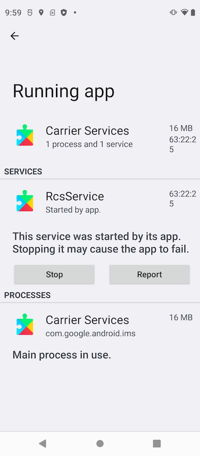 Background Services Created by Google Carrier Services