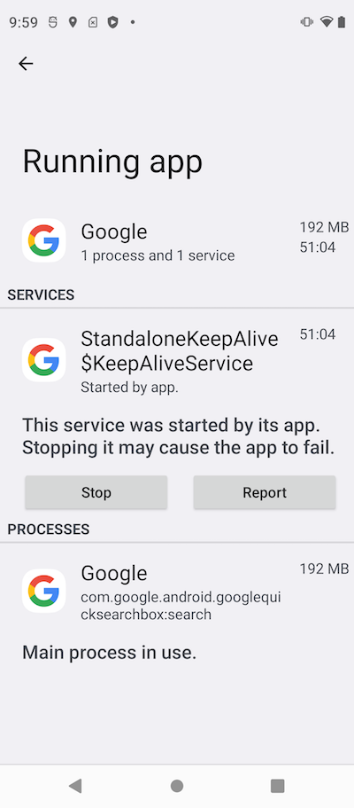Background Services Created by Google Search Box