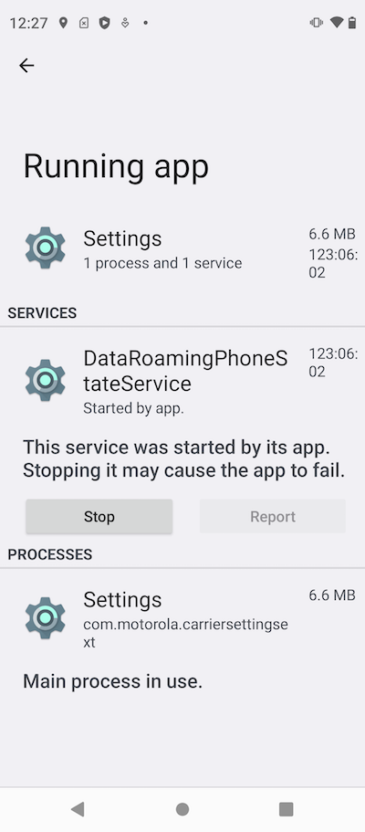 Background Services Created by Motorola Settings
