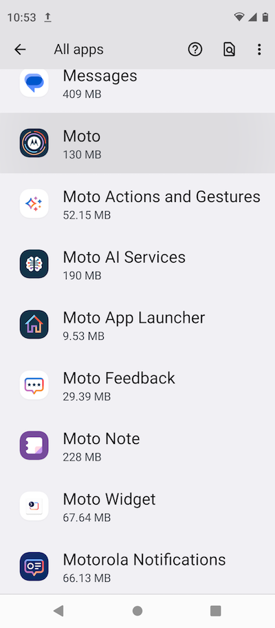 Motorola Apps on Motorola Phone