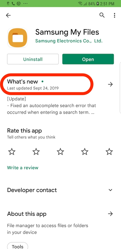 'My Files' in Play Store