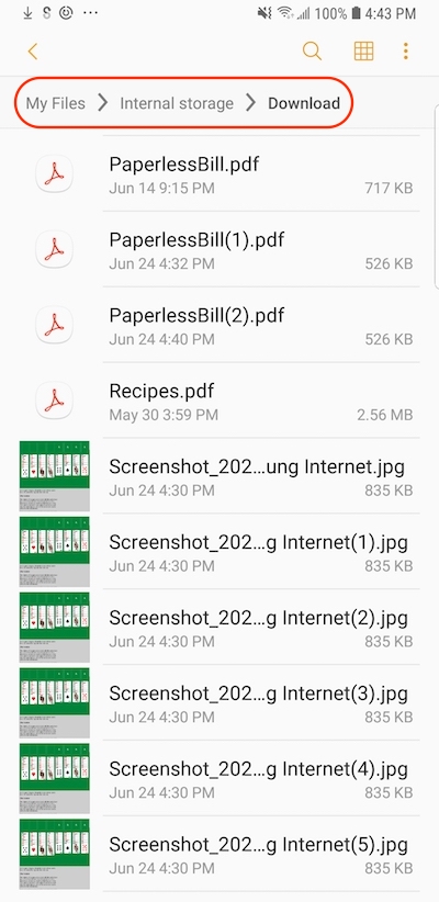 'Download' Folder for 'Email' Attachments