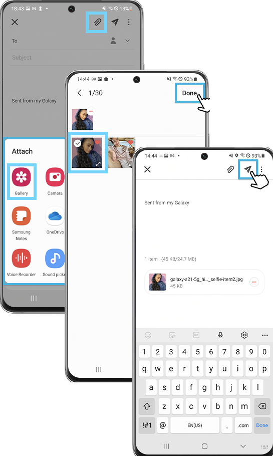 Samsung 'Email' - Send Attachments