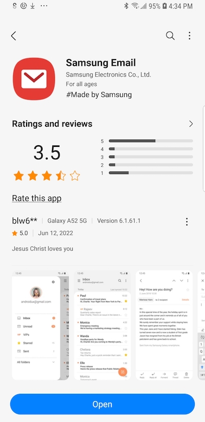 'Samsung Email' in Galaxy Store