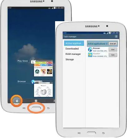 Task Manager on Samsung Galaxy Tablet
