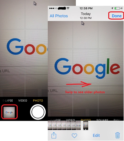 View Recent Photos from iPhone Camera App