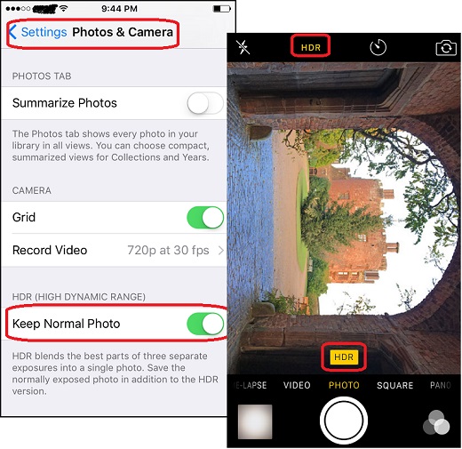 iPhone Camera HDR Setting and Flag